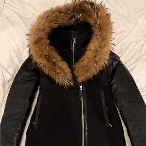 RUDSAK Black Jacket with Brown Fur Trim